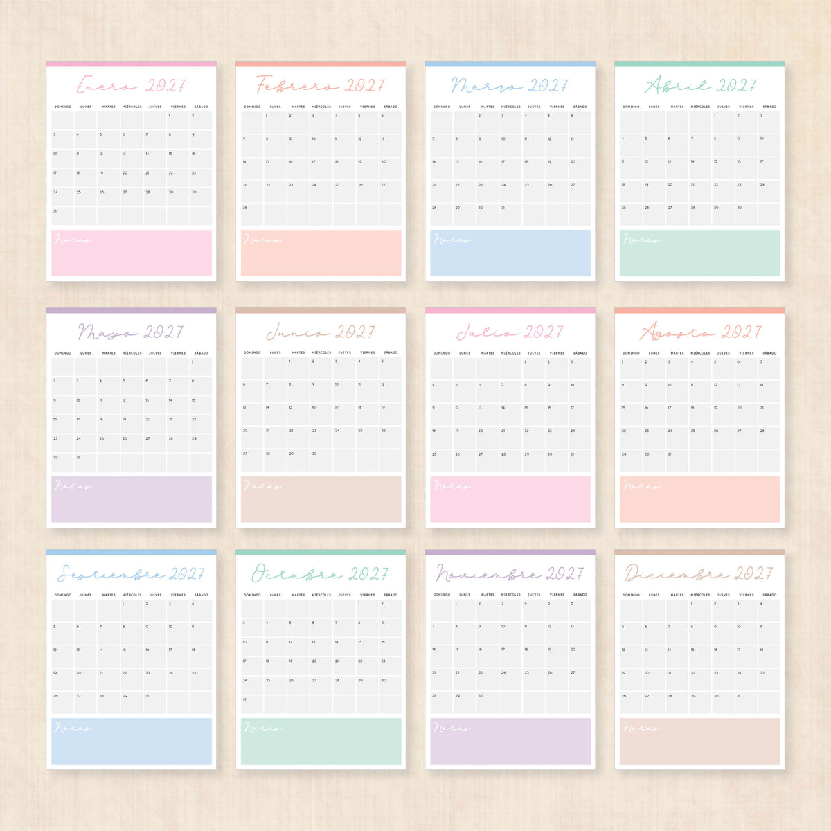 calendario 2027 para imprimir