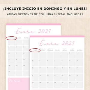 calendario 2027 para imprimir