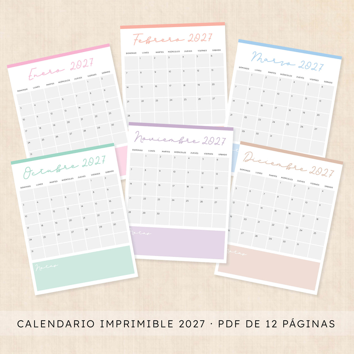 calendario 2027 para imprimir