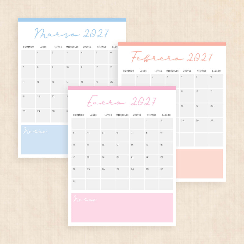 calendario 2027 para imprimir