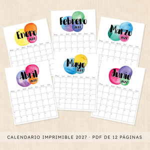 calendario 2027 para imprimir