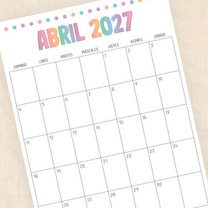 calendario 2027 para imprimir