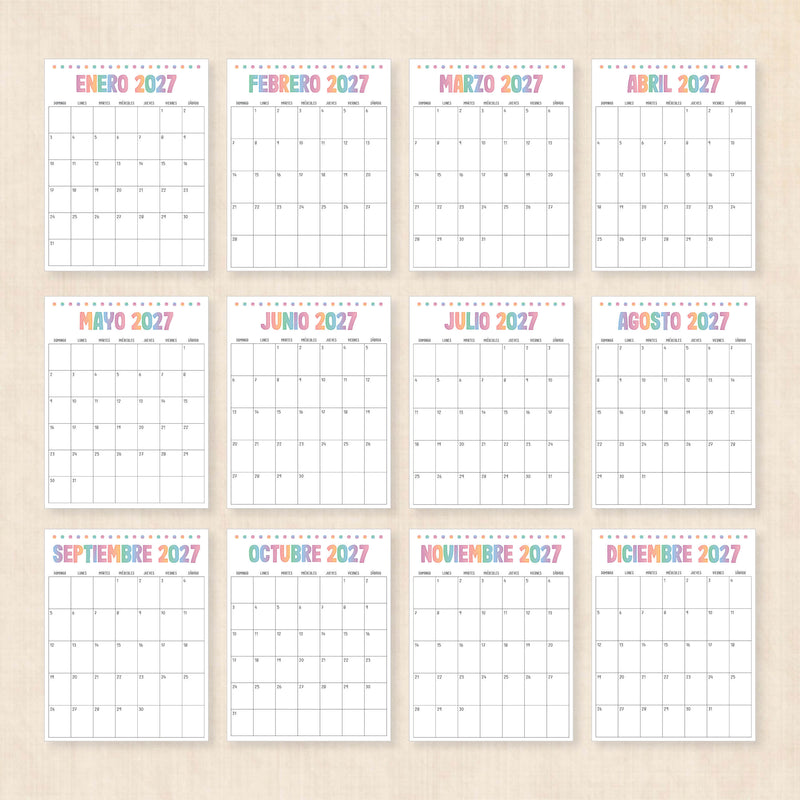 calendario 2027 para imprimir