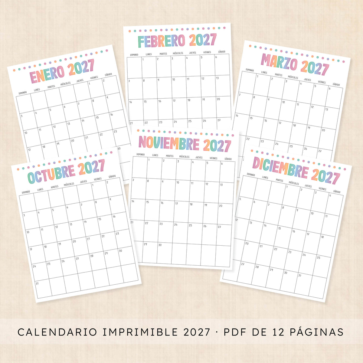 calendario 2027 para imprimir