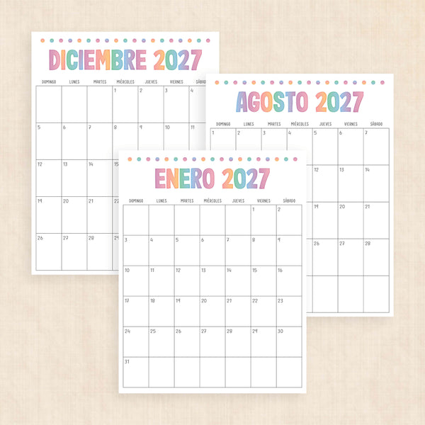 calendario 2027 para imprimir
