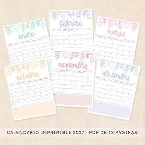 calendario 2027 para imprimir