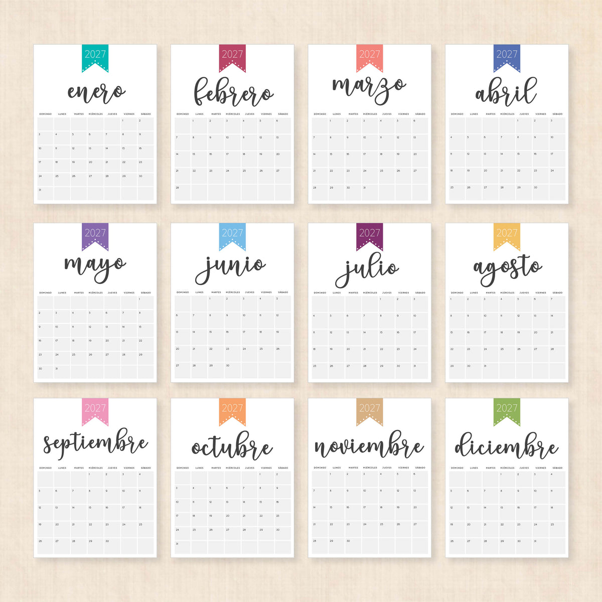calendario 2027 para imprimir