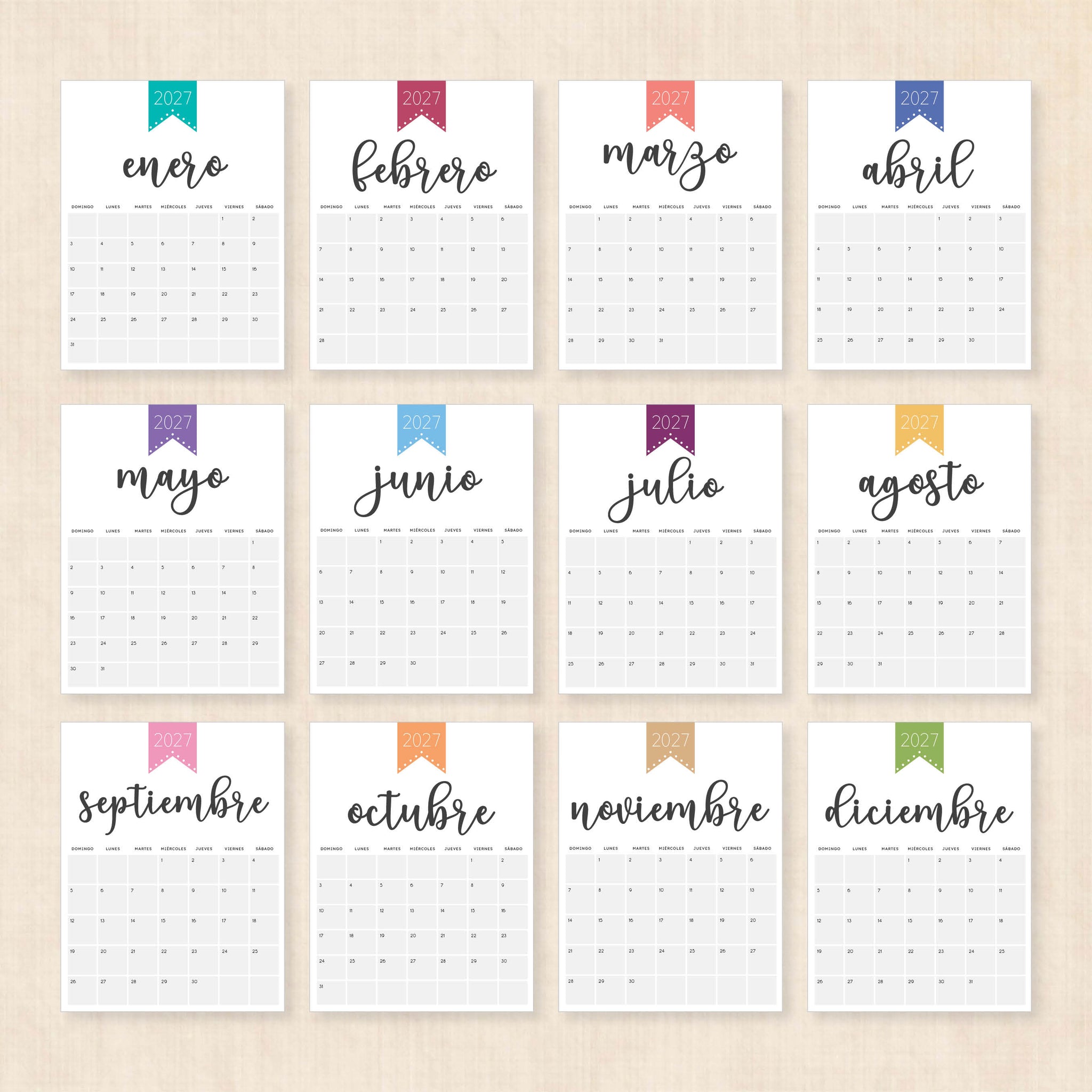 calendario 2027 para imprimir