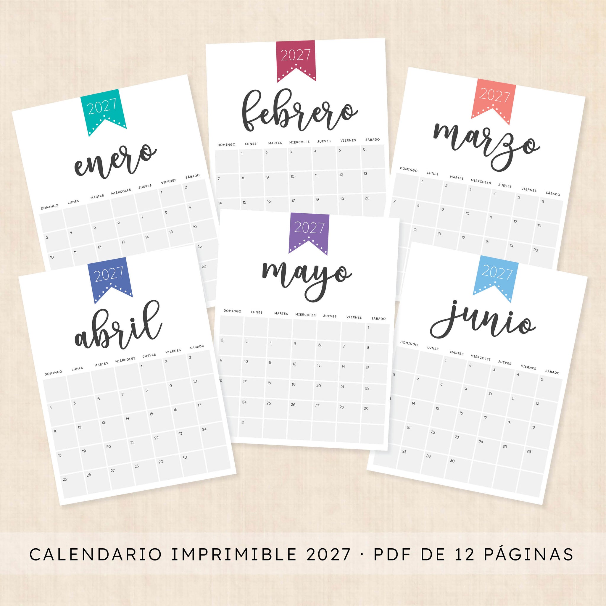 calendario 2027 para imprimir