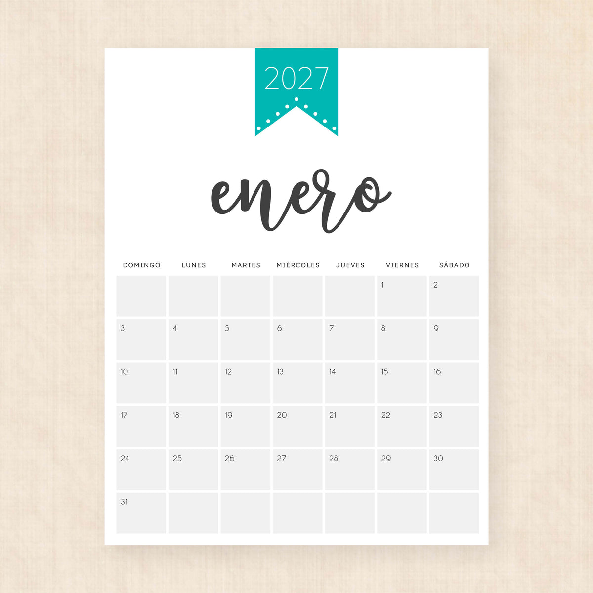 calendario 2027 para imprimir
