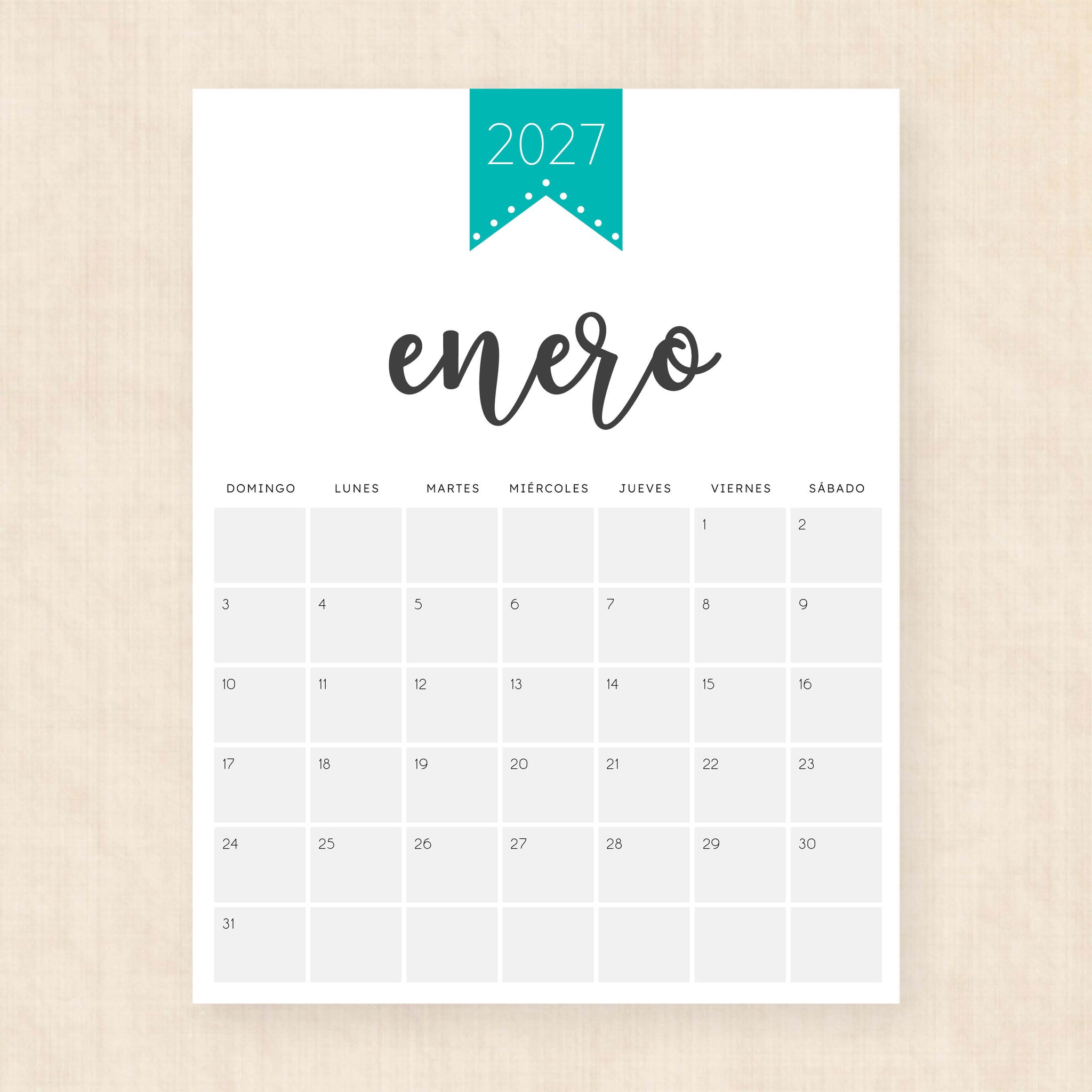 calendario 2027 para imprimir