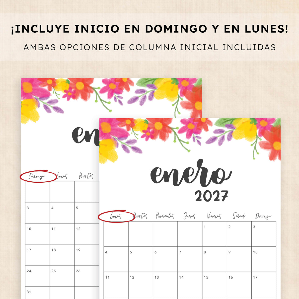 calendario 2027 para imprimir