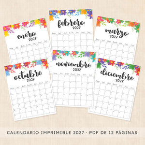 calendario 2027 para imprimir
