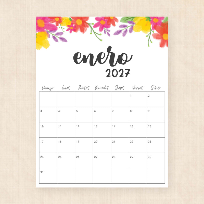 calendario 2027 para imprimir