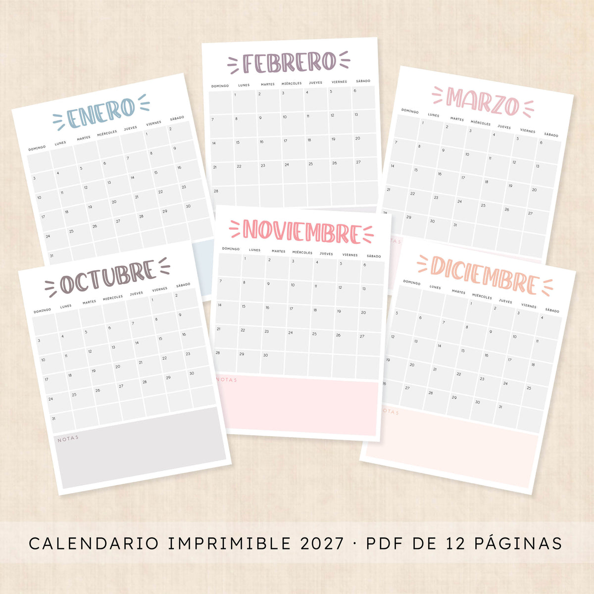 calendario 2027 para imprimir