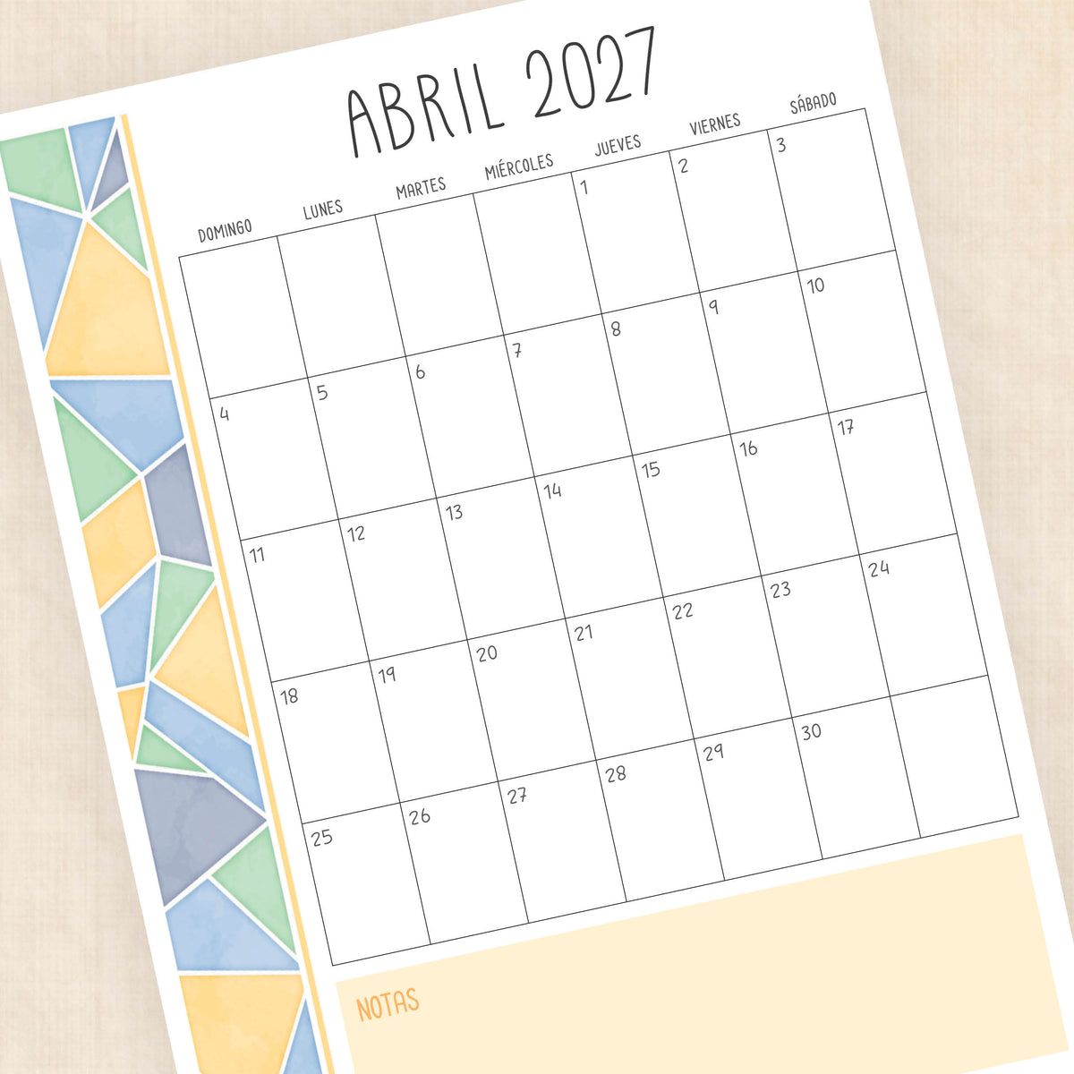 calendario 2027 para imprimir