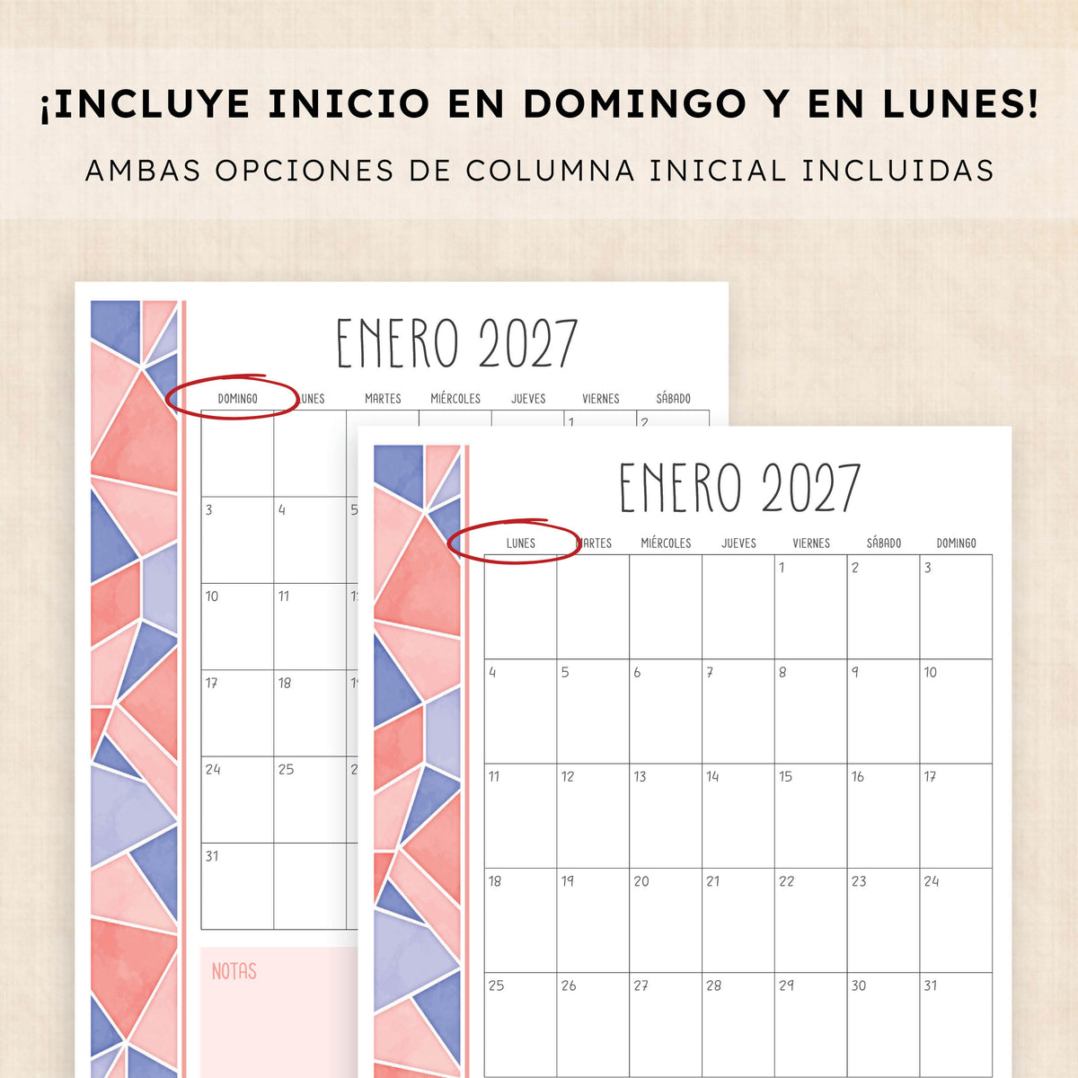 calendario 2027 para imprimir