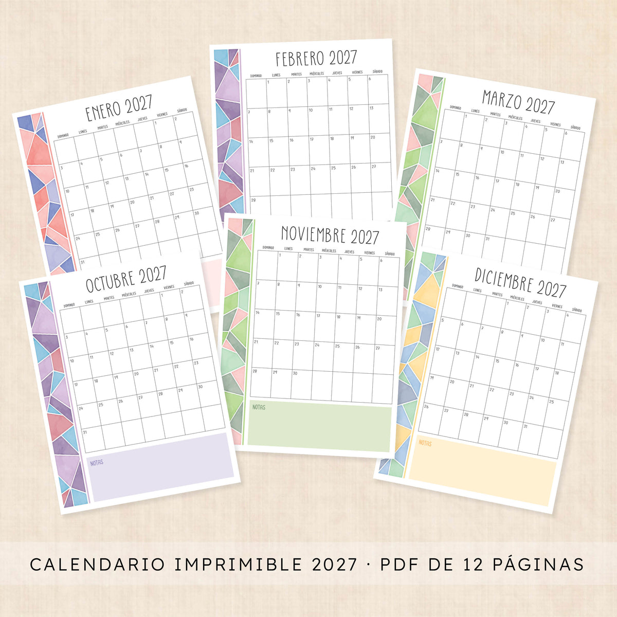 calendario 2027 para imprimir