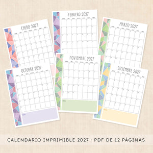 calendario 2027 para imprimir