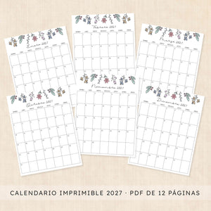 calendario 2027 para imprimir