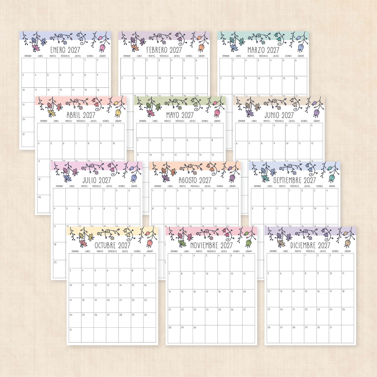 calendario 2027 para imprimir