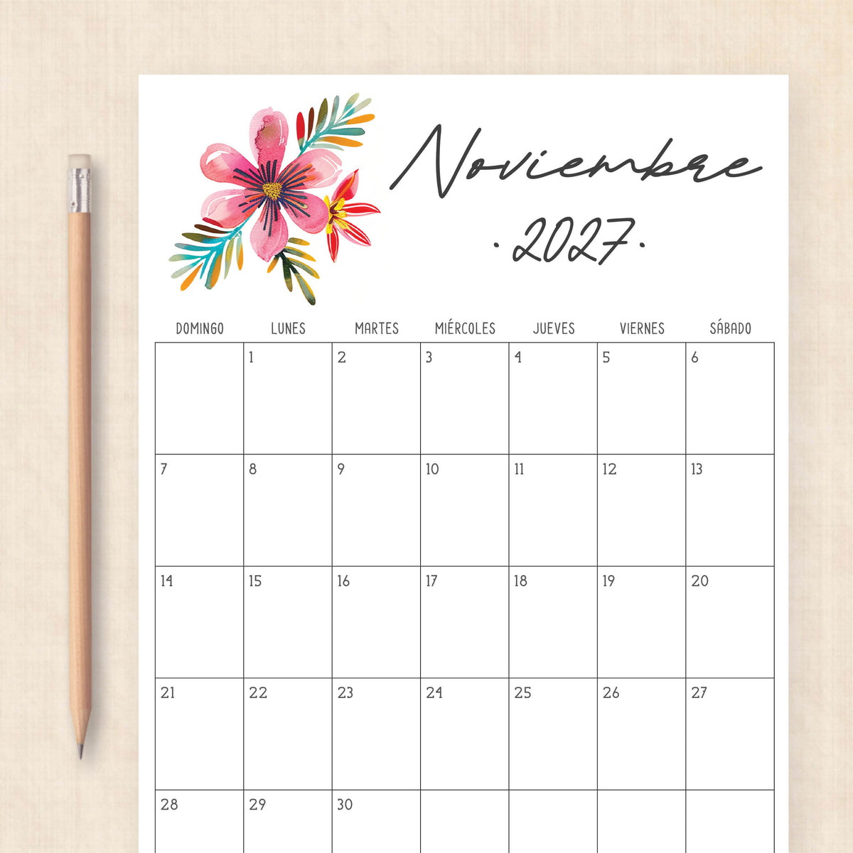 calendario 2027 para imprimir