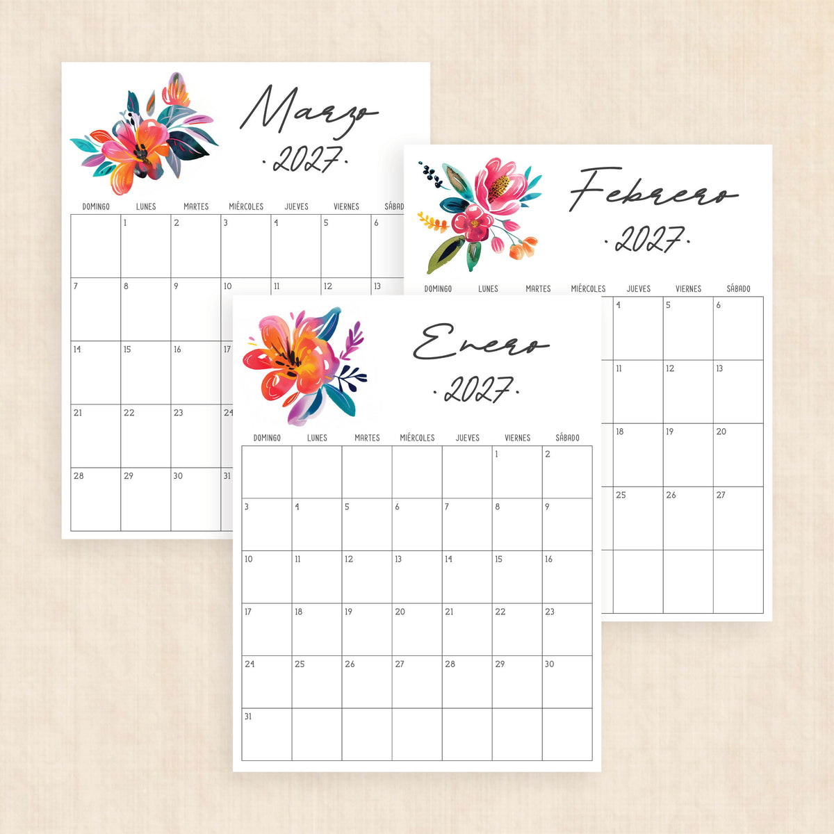 calendario 2027 para imprimir