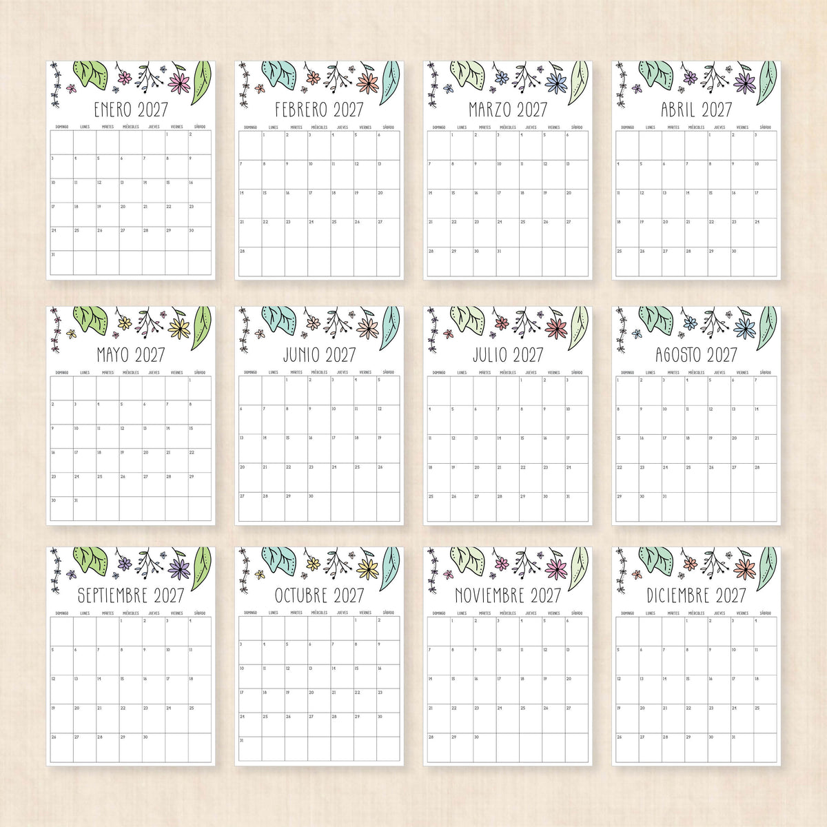 calendario 2027 para imprimir