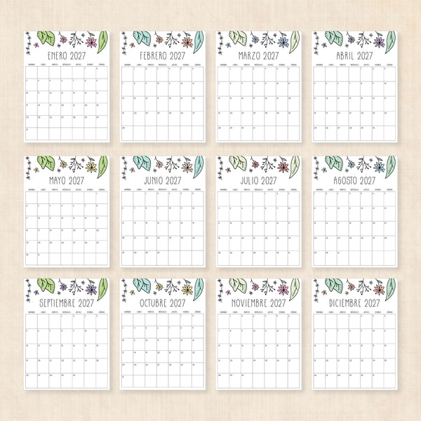 calendario 2027 para imprimir