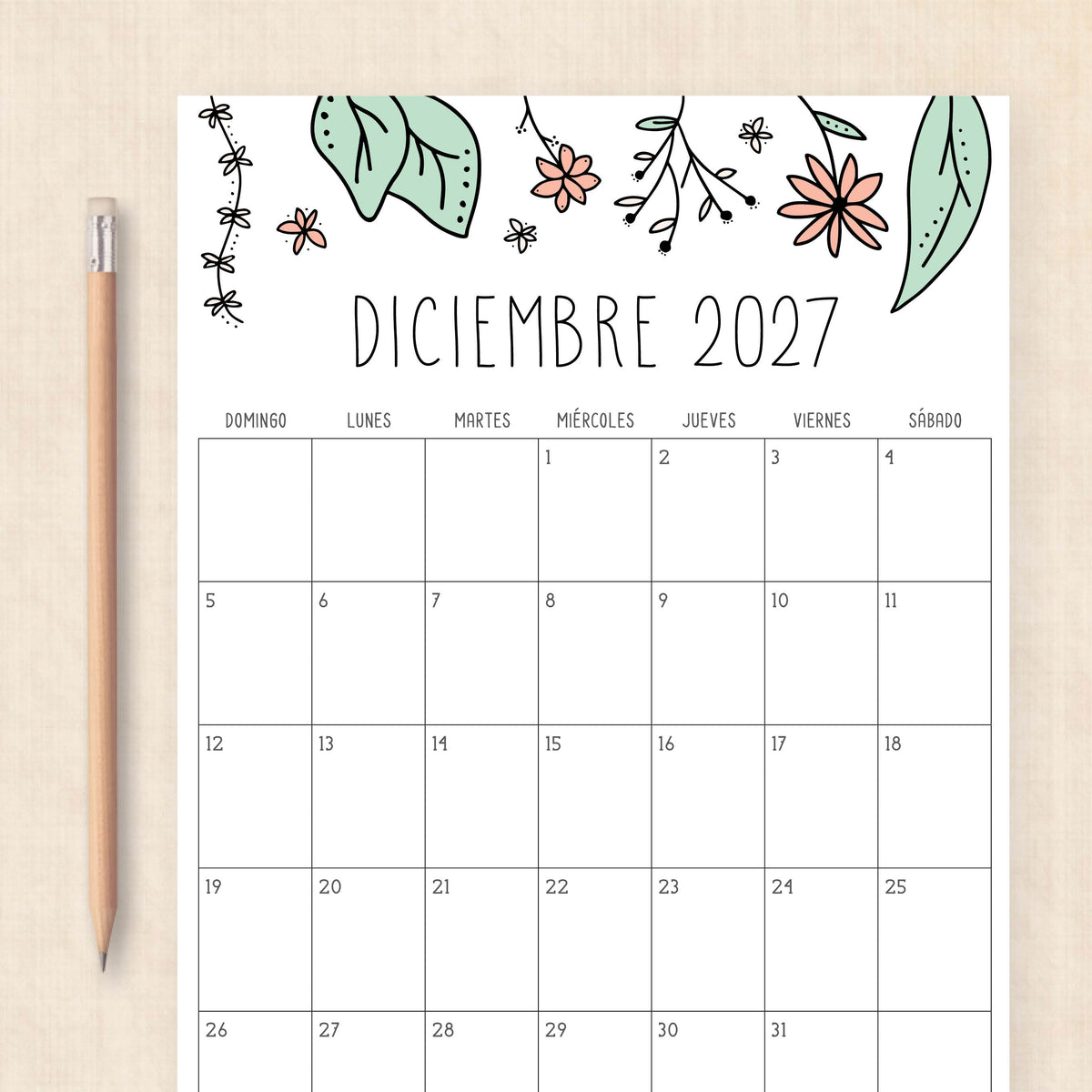calendario 2027 para imprimir