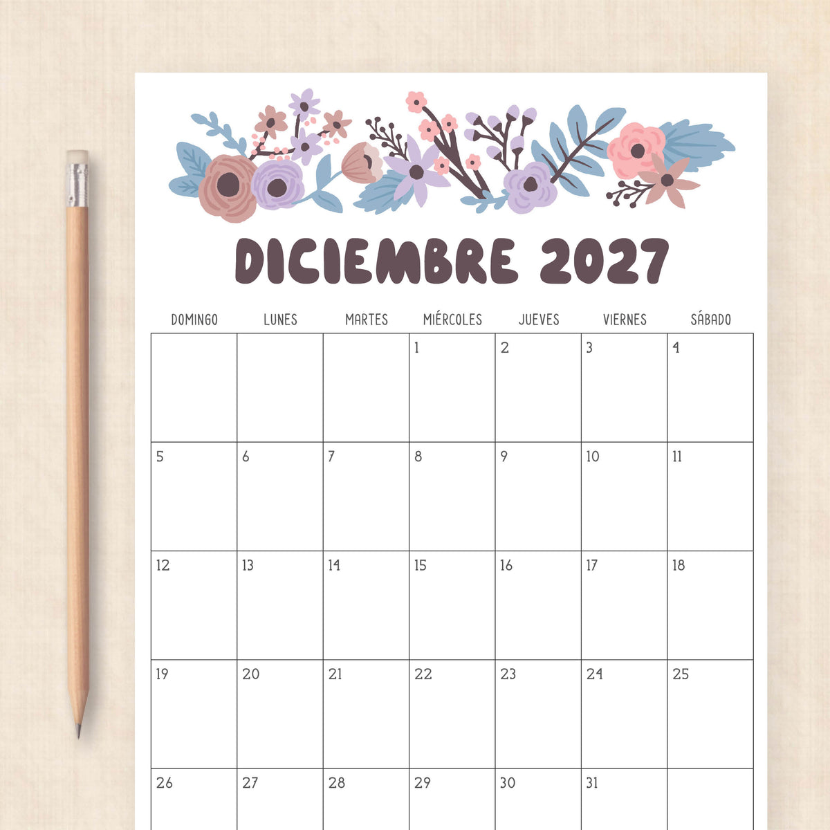 calendario 2027 para imprimir