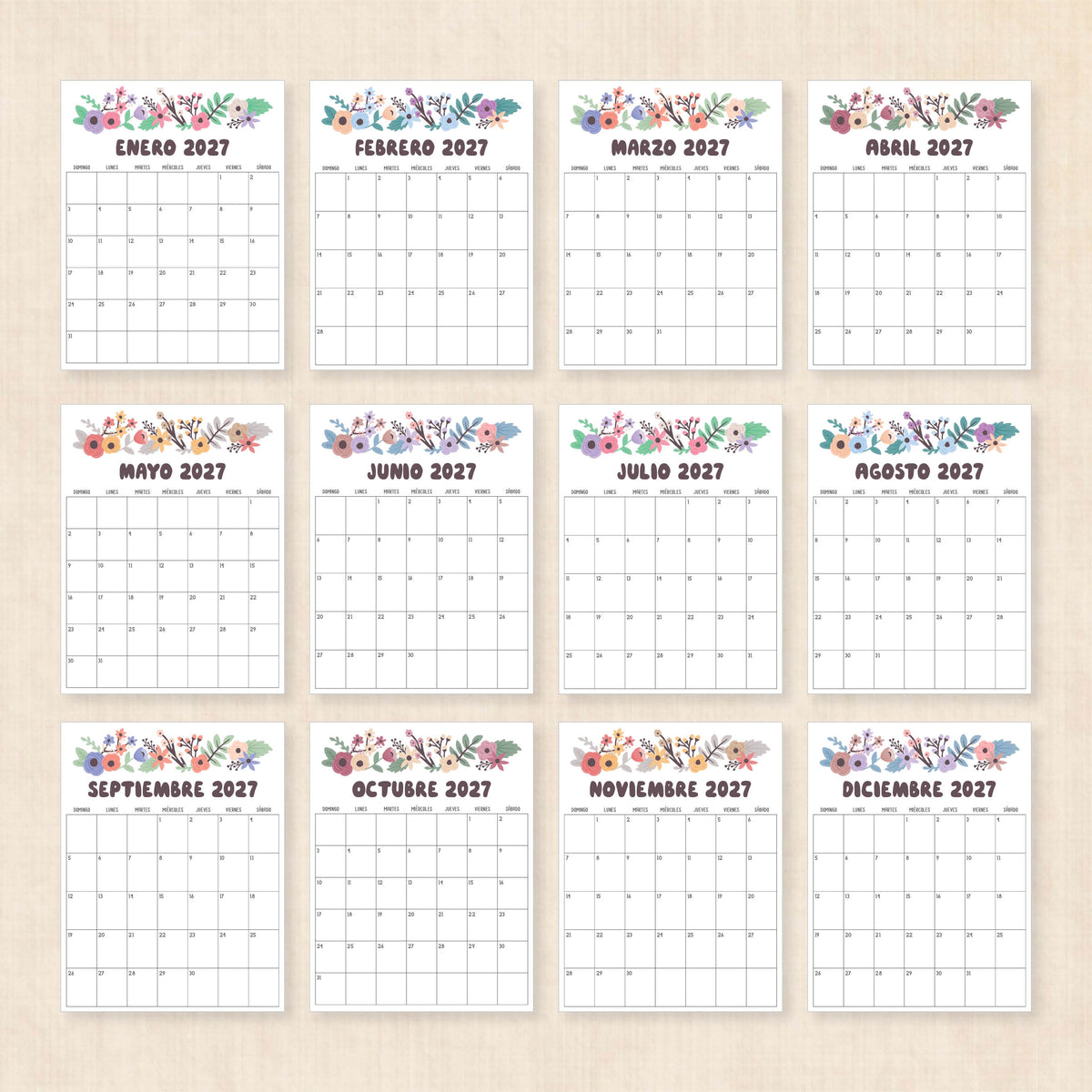 calendario 2027 para imprimir