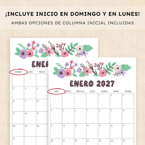 calendario 2027 para imprimir