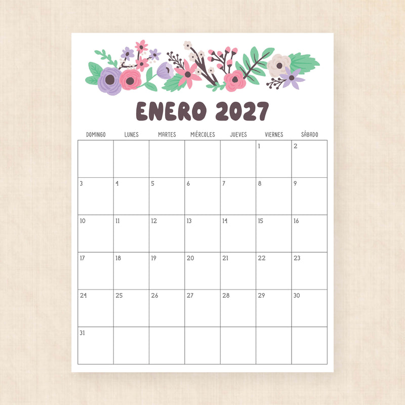 calendario 2027 para imprimir