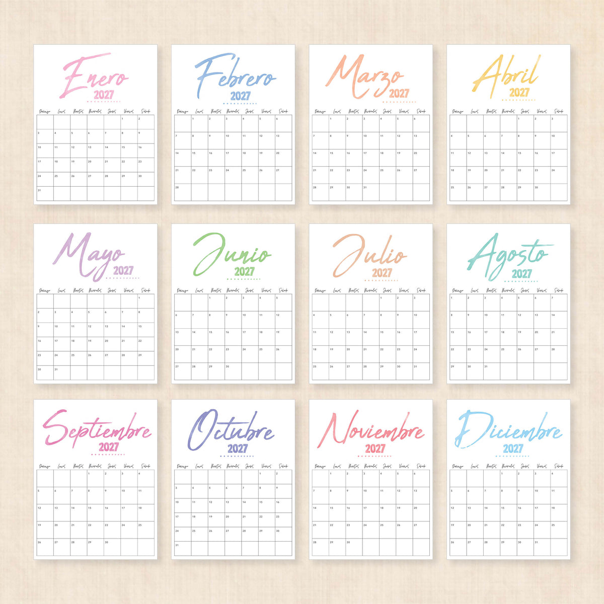 calendario 2027 para imprimir