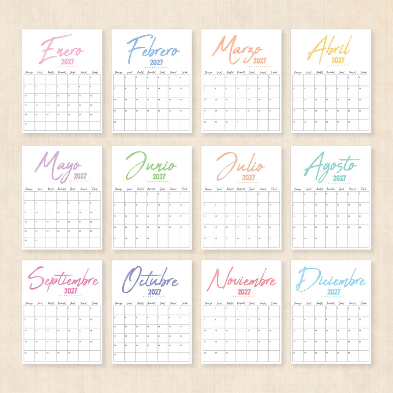 calendario 2027 para imprimir