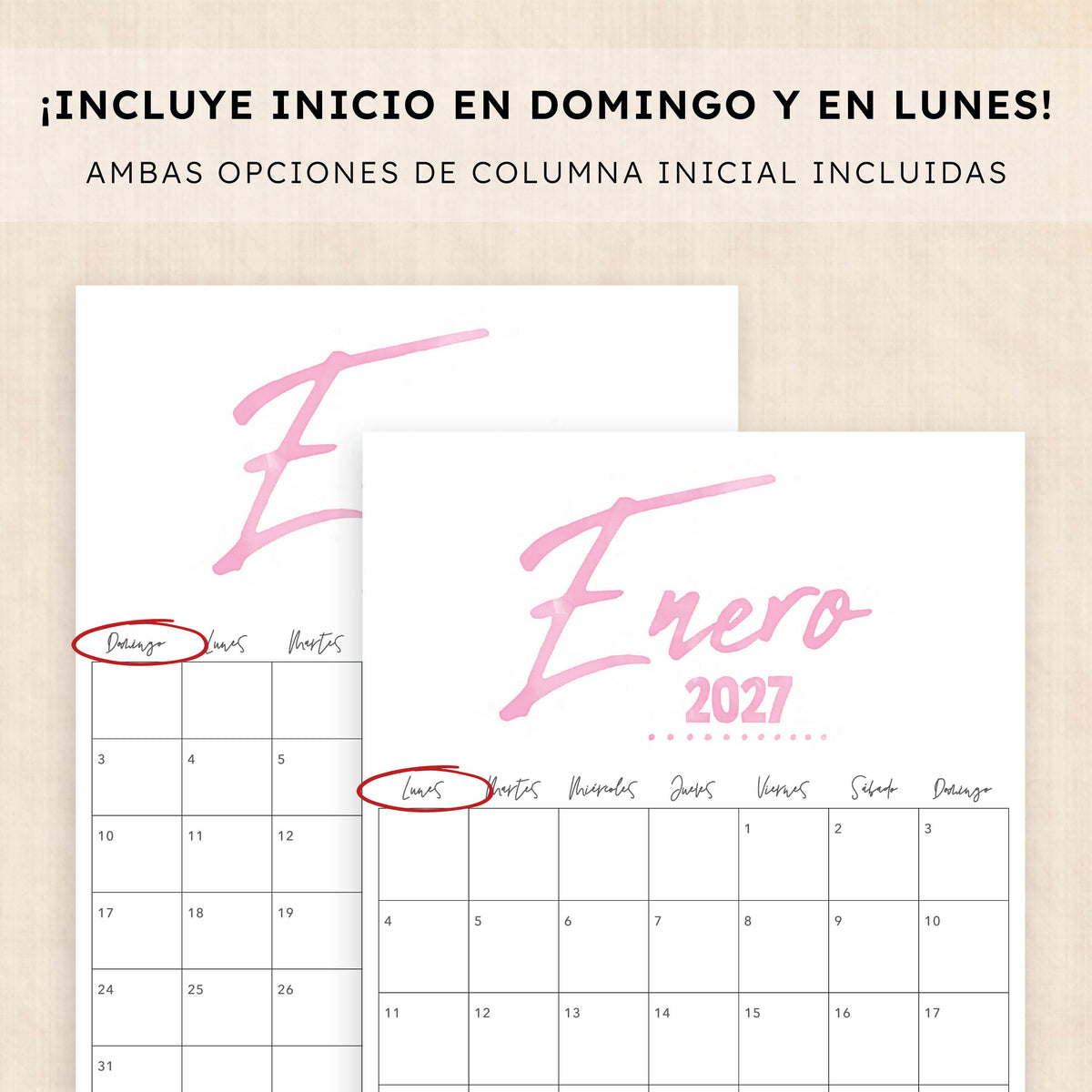 calendario 2027 para imprimir