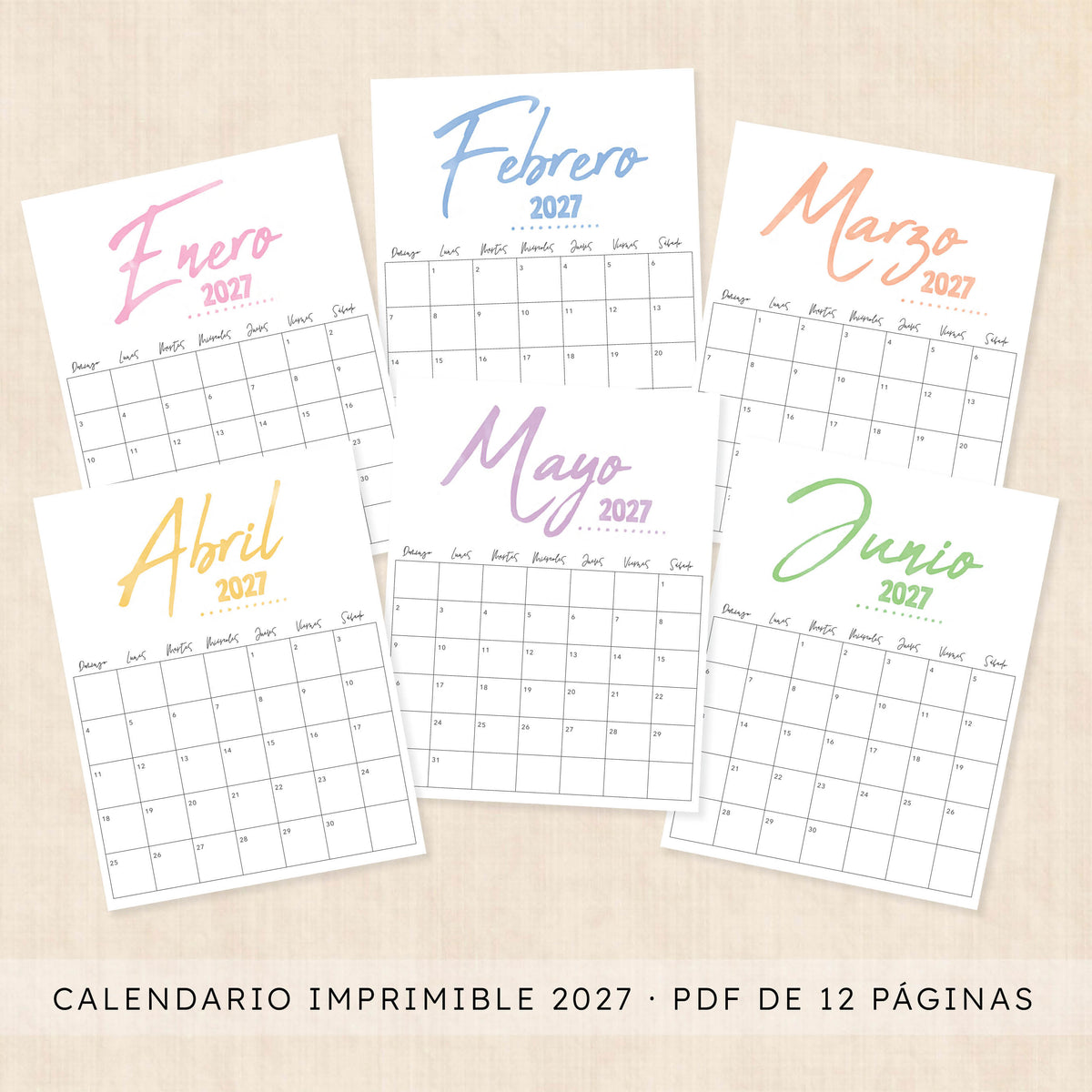 calendario 2027 para imprimir