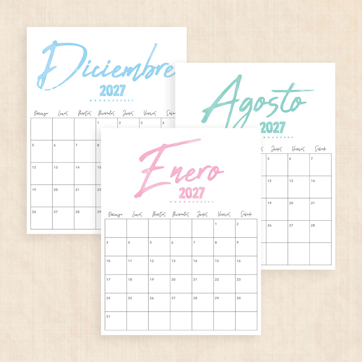 calendario 2027 para imprimir