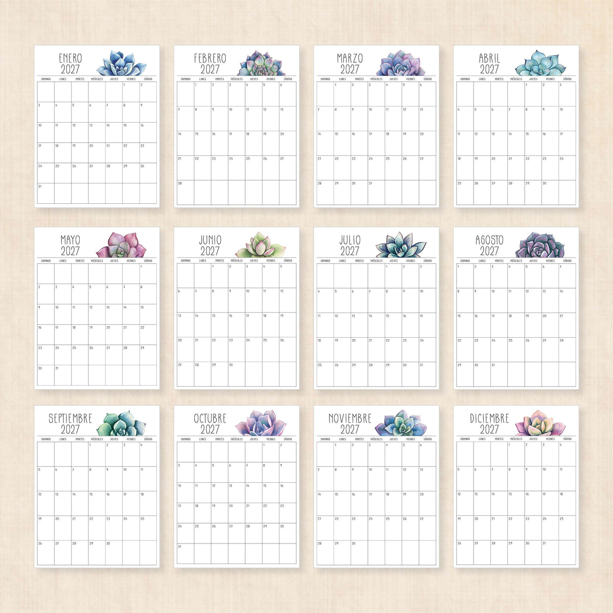 calendario 2027 para imprimir