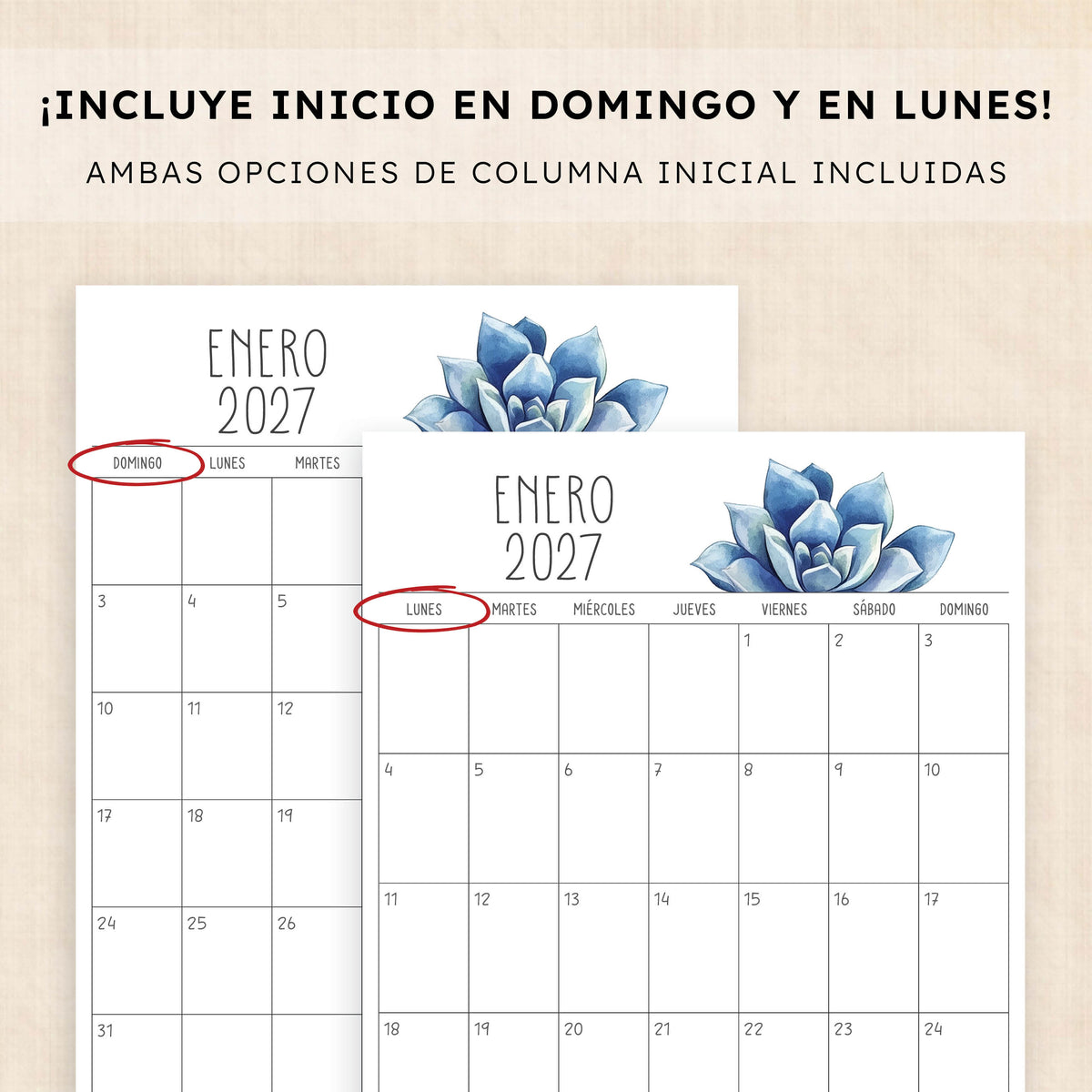 calendario 2027 para imprimir