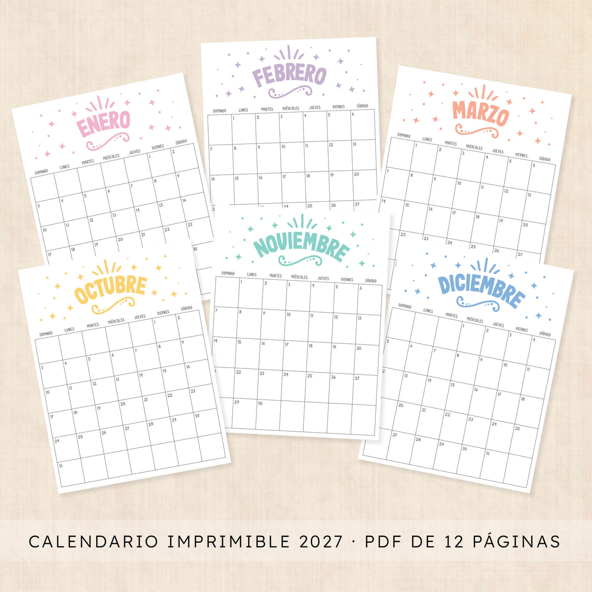 calendario 2027 para imprimir