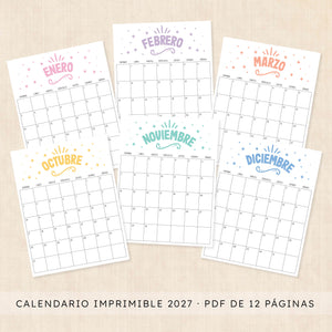 calendario 2027 para imprimir