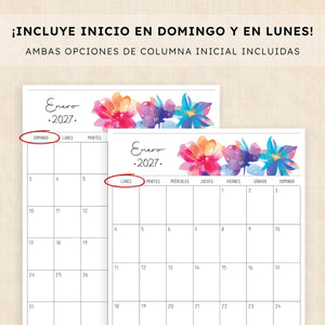 calendario 2027 para imprimir