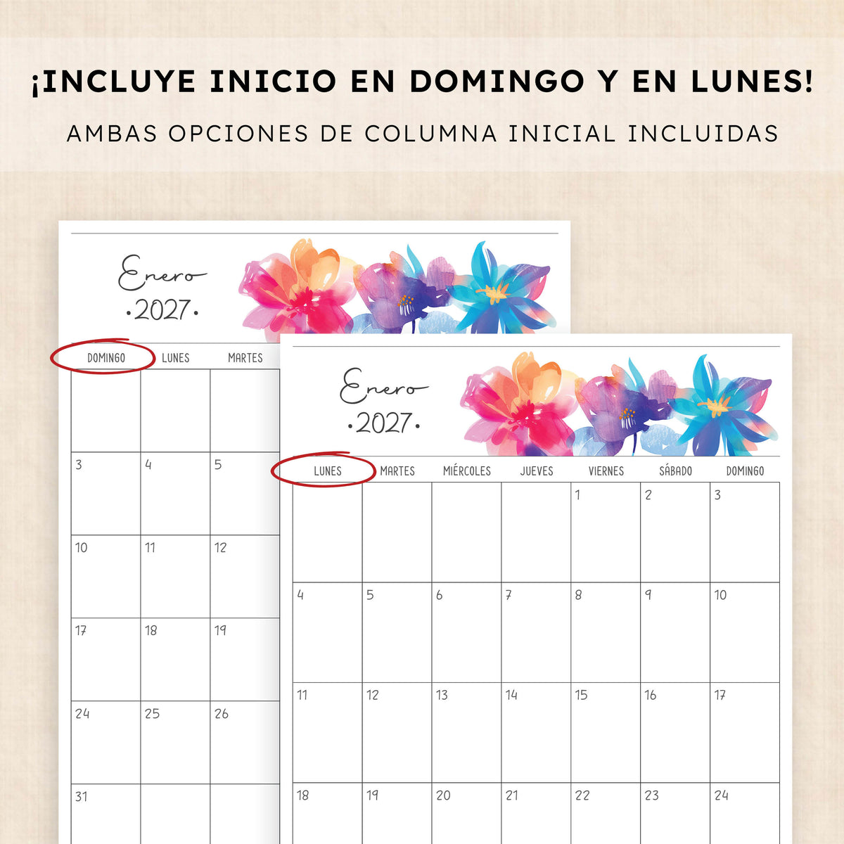 calendario 2027 para imprimir