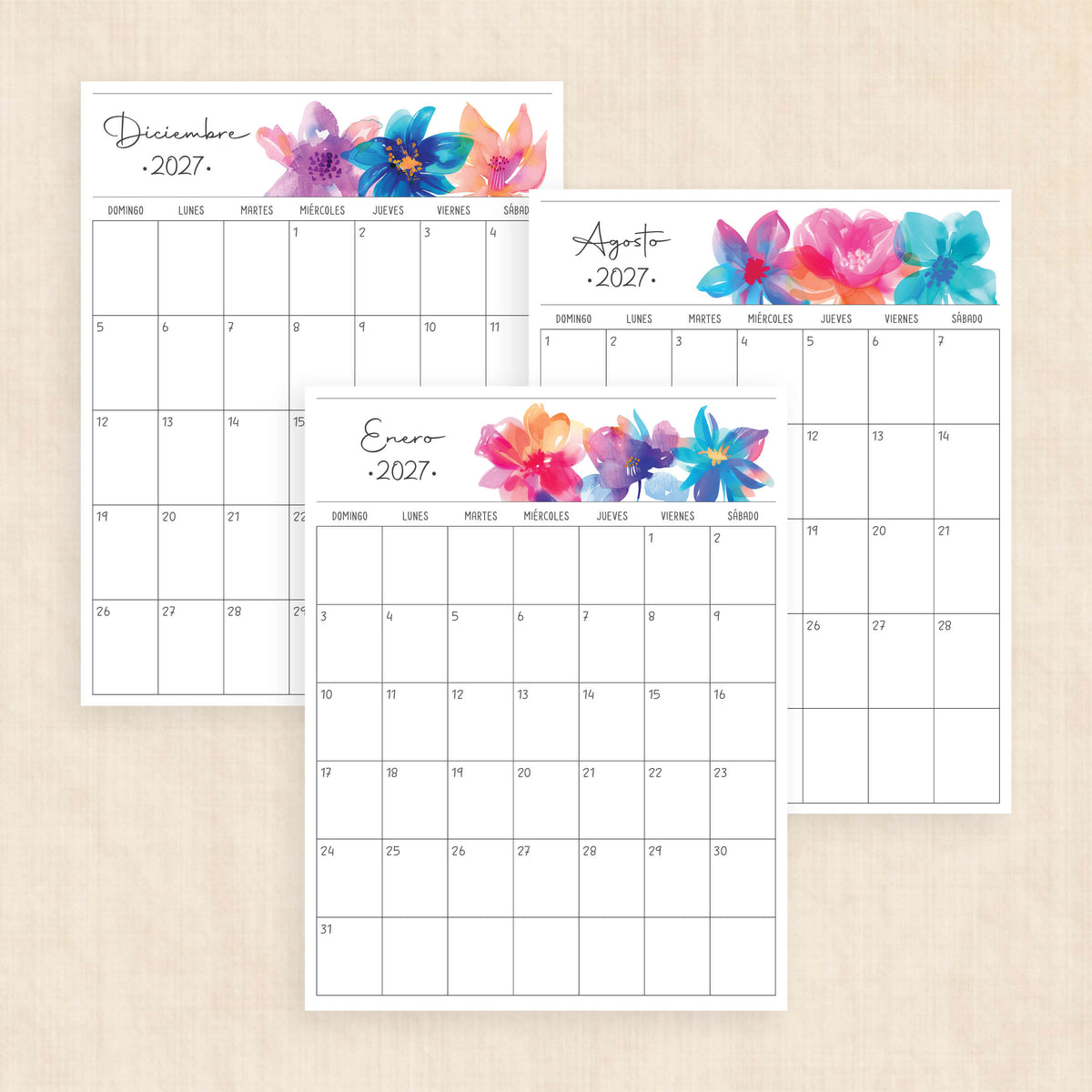 calendario 2027 para imprimir