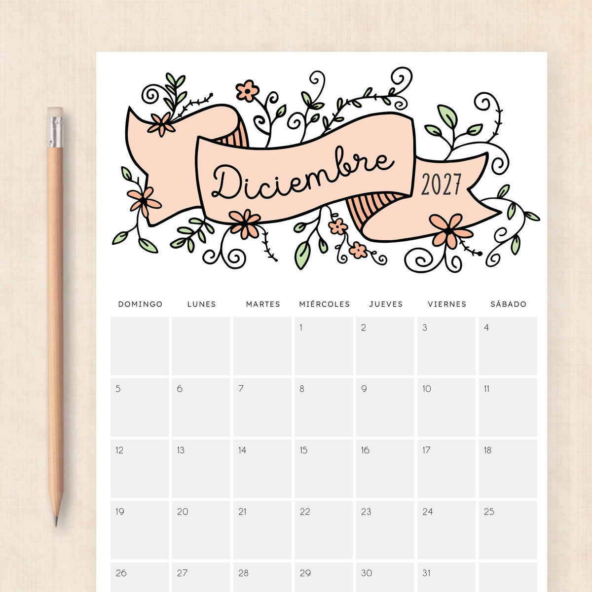 calendario 2027 para imprimir