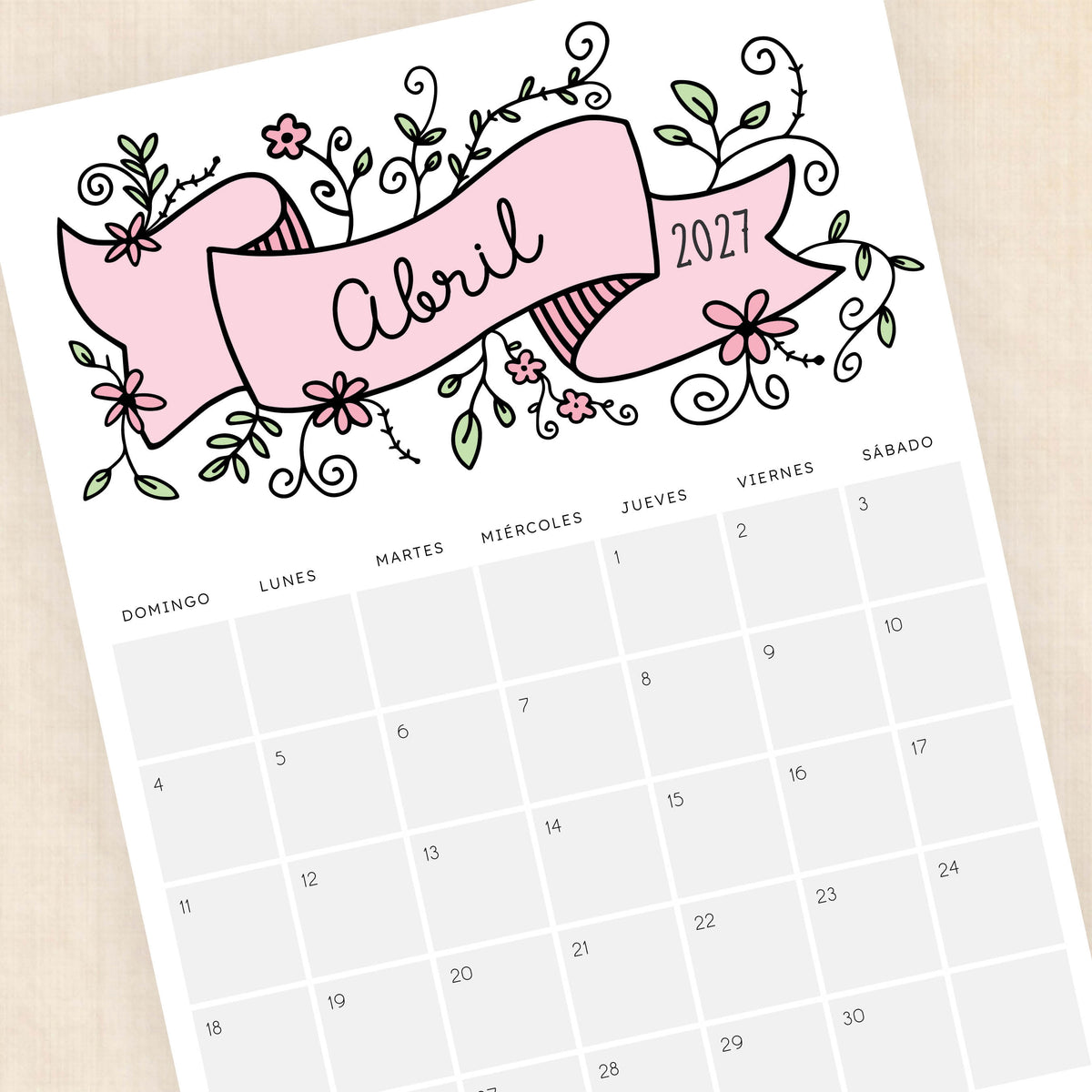 calendario 2027 para imprimir