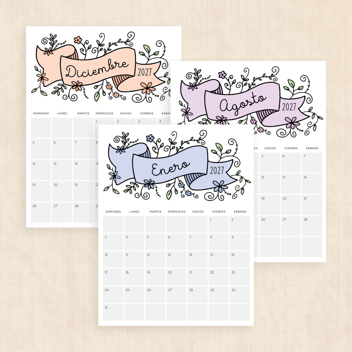calendario 2027 para imprimir