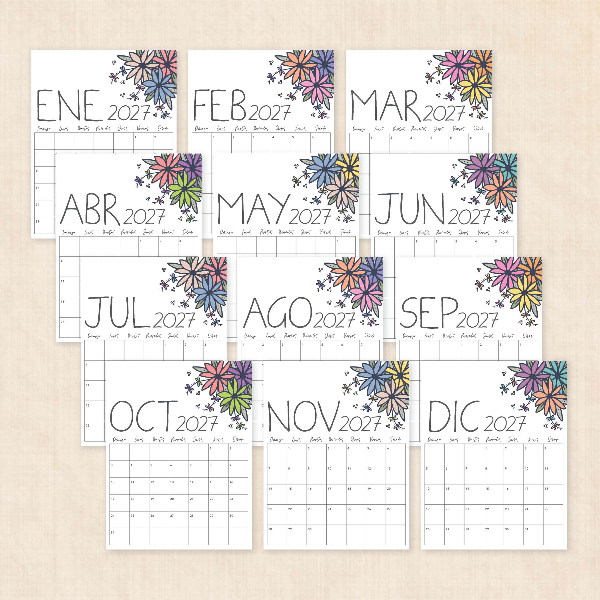calendario 2027 para imprimir